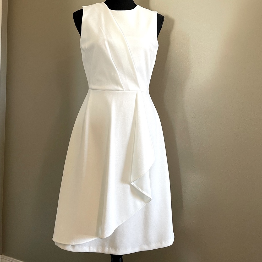 Calvin Klein sheath with gather and pleat details